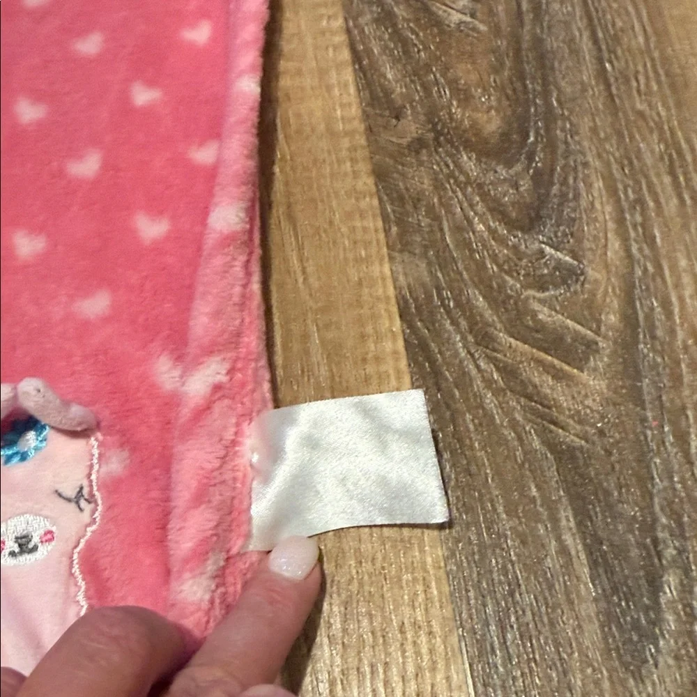 HTF le bebe FAVORITE Pink Llama/Alpaca Heart Baby Blanket/Lovey